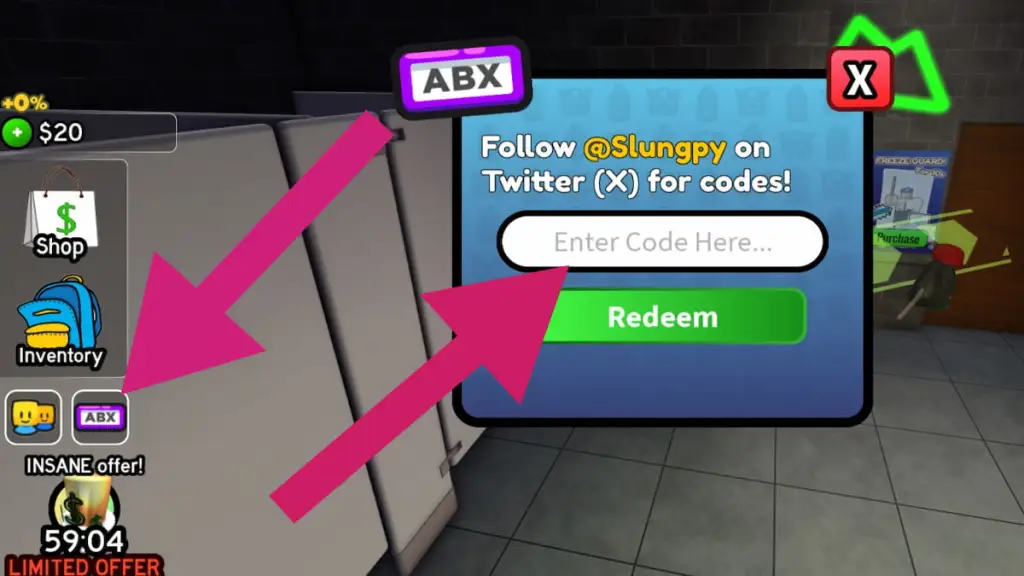 How to redeem codes in Rob the Place