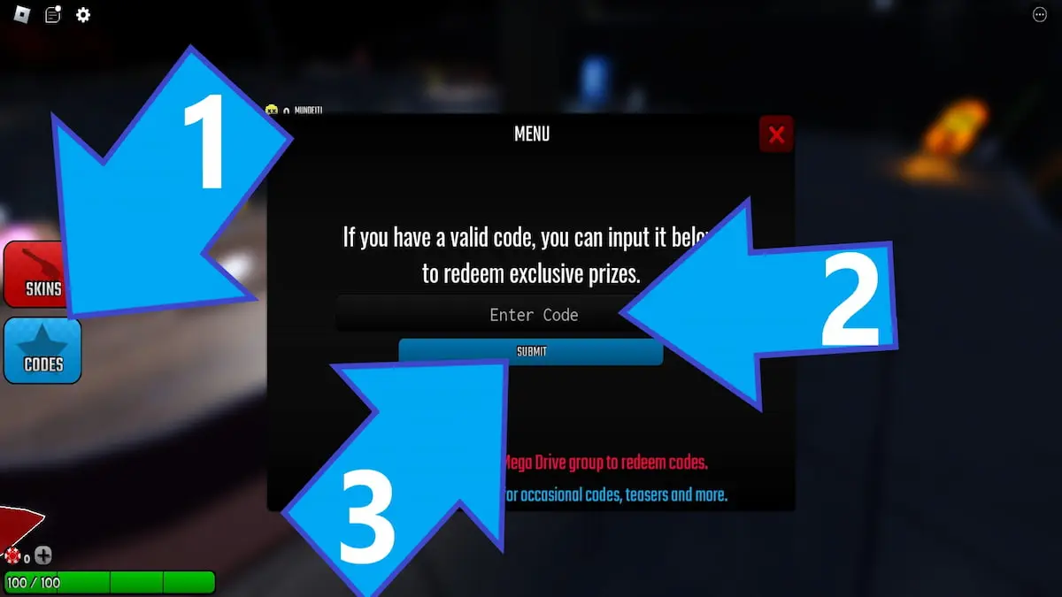 Instructions on how to redeem Spindown codes.