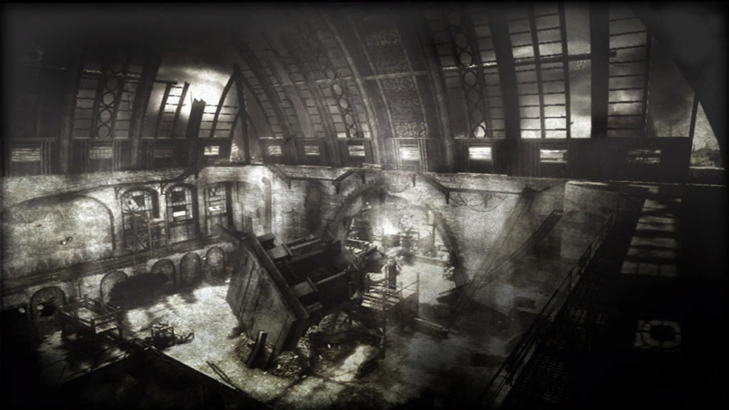 Dome in Call Of Duty World at War, featuring a large domed room with a fallen pillar in its center