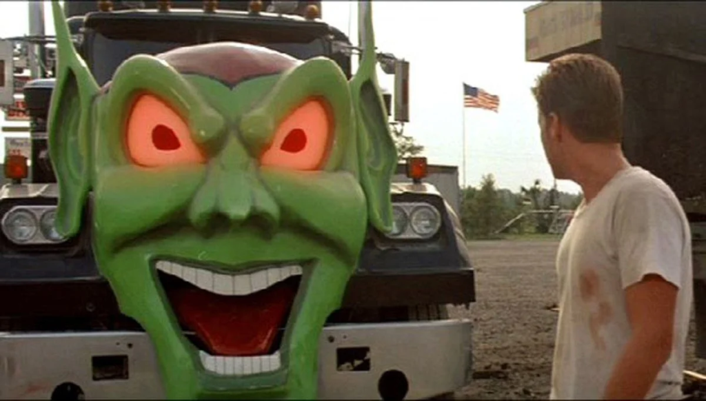 The Green Goblin truck lurches forward  as part of an article about the best horror movies that are so bad they're good.