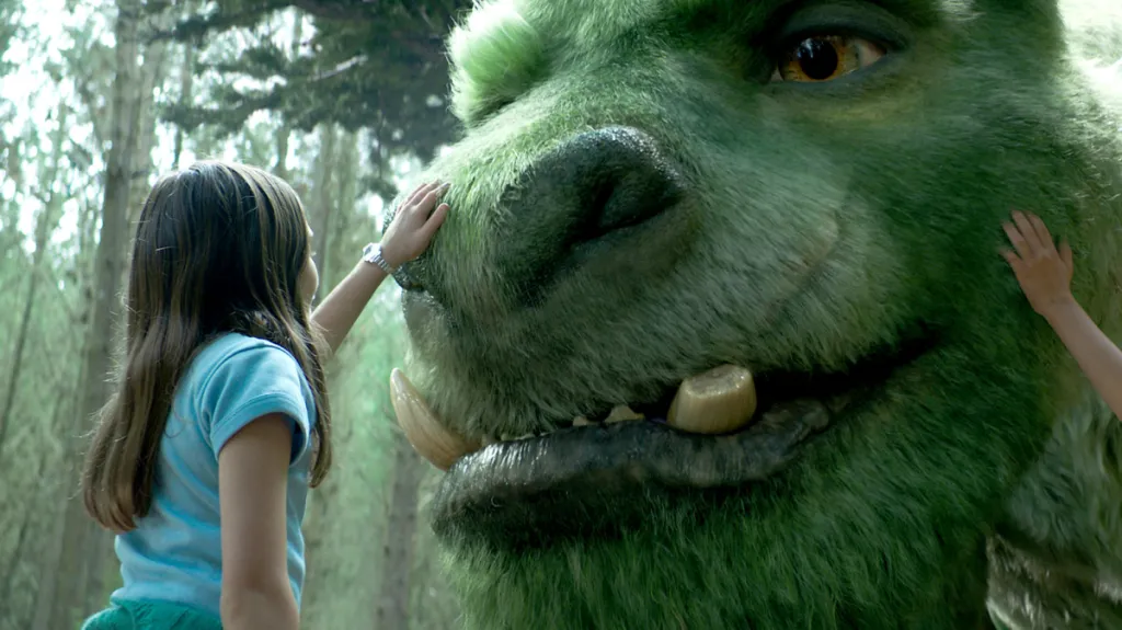 Natalie pets Elliot in pete's dragon