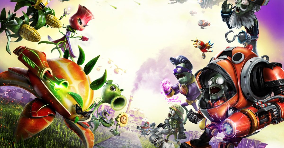 Plants and zombies face off on the Plants vs. Zombies: Garden Warfare 2 cover