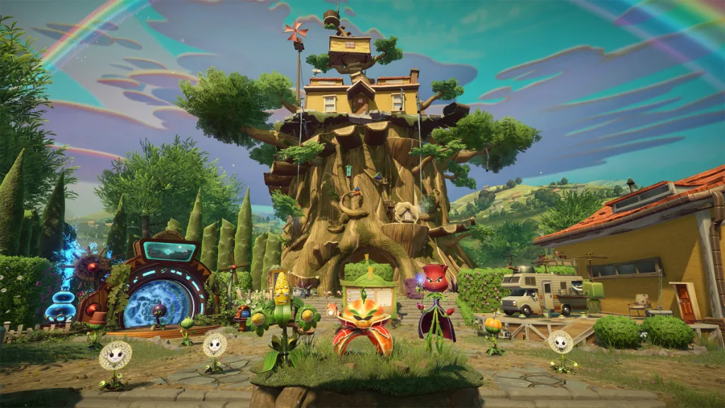 The plant faction hub in Plants vs. Zombies: Garden Warfare 2