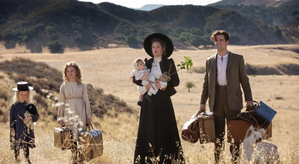 The Goff family walks across the Australian countryside in saving mr. banks