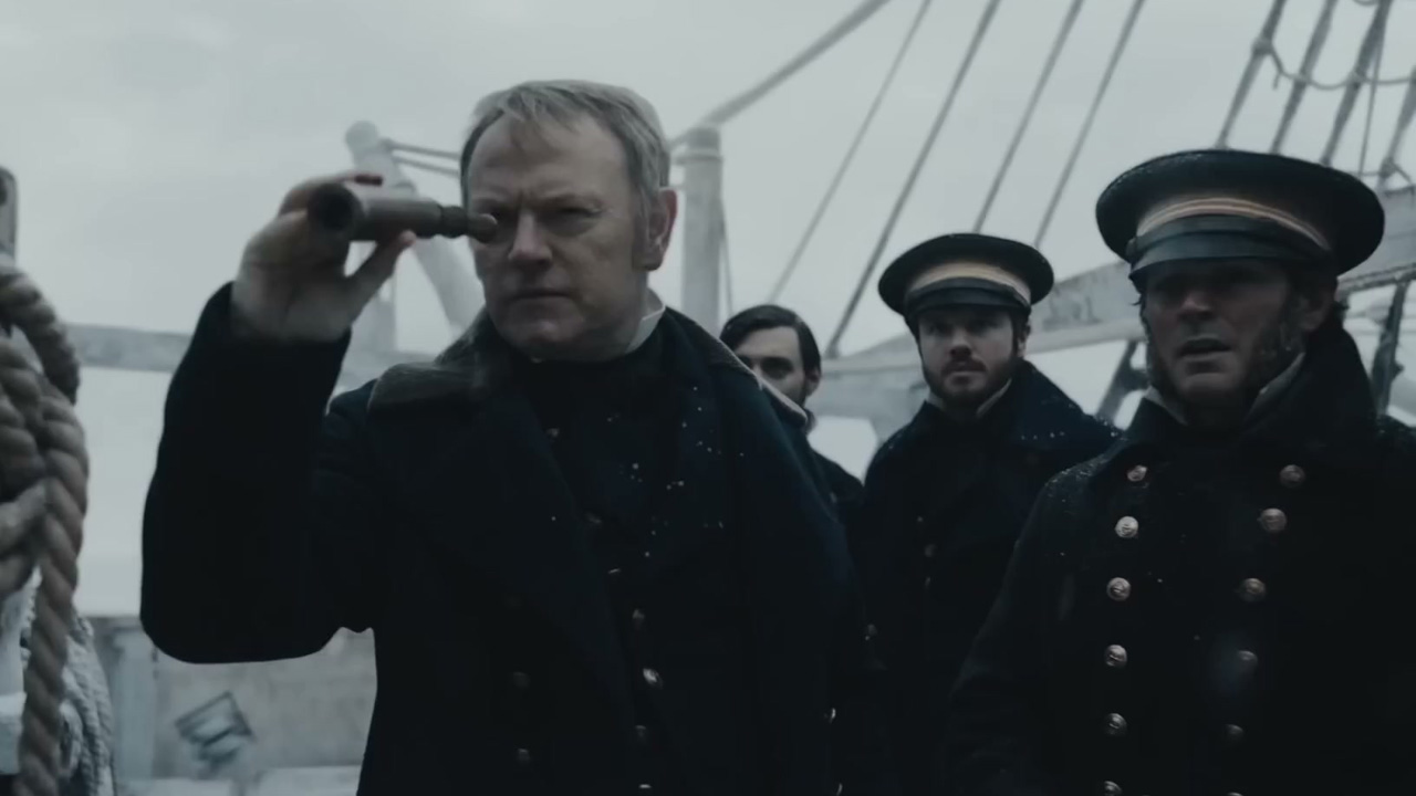 The Terror, a man on the deck of a ship, looking through a telescope.