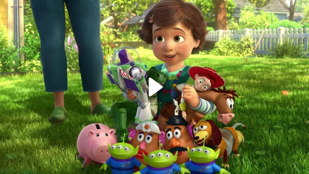 Bonny holds Andy's toys in toy story 3