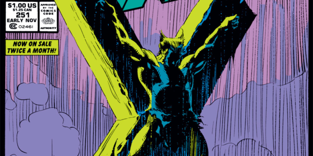 Wolverine hanging on a cross on the cover of Uncanny X-Men #251