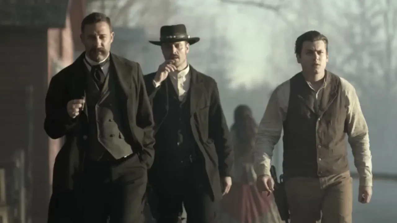 Wyatt Earp and the Cowboy War, Wyatt and crew walking towards the camera.