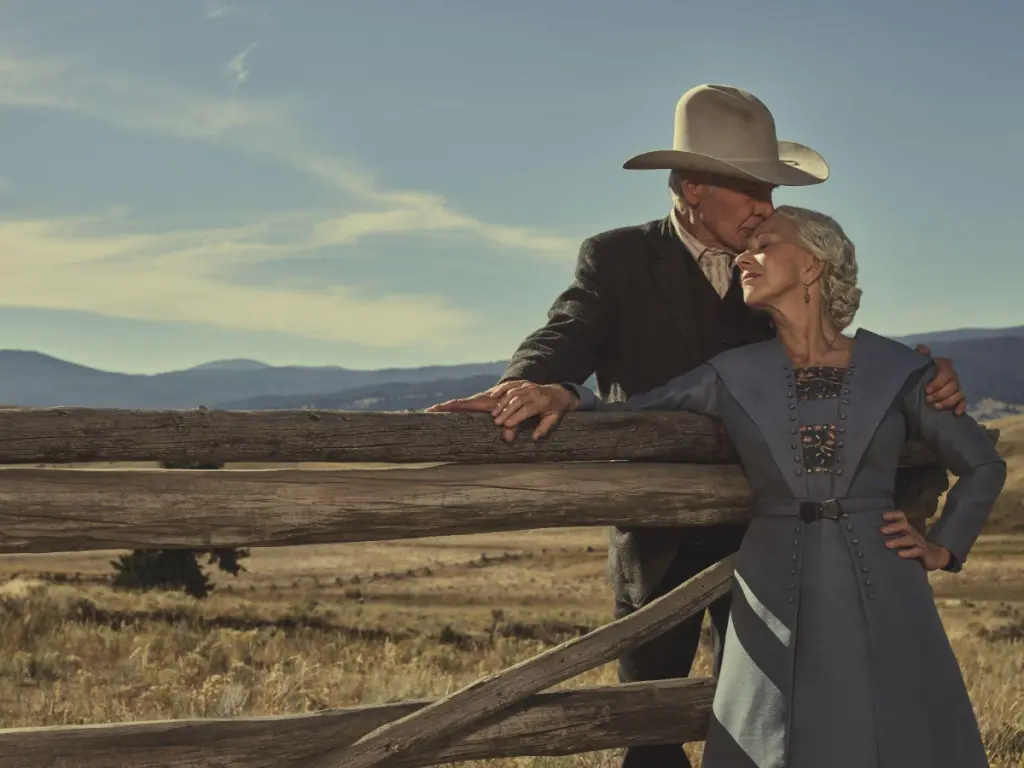 Harrison Ford and Helen Mirren on the Dutton Ranch in Yellowstone Spinoff 1923