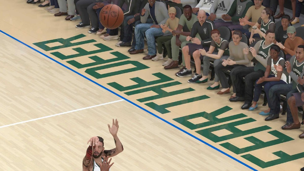 A three point shot in NBA 2K25 in an article detailing the Shot Time Profiles