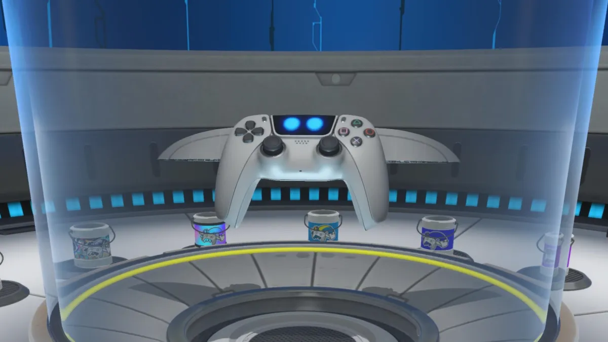 Astro Bot screenshot of the Gen 1 Dual Speeder skin in the Dual Speeder Garage