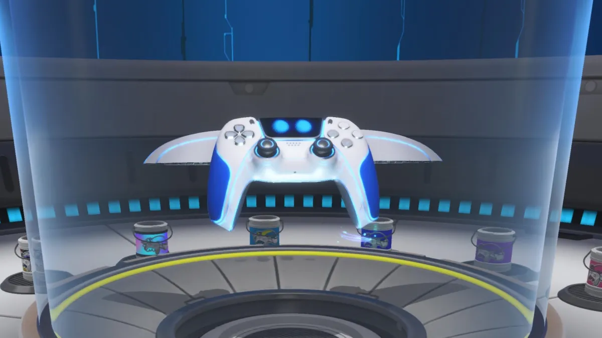 Astro Bot screenshot of the Original Dual Speeder skin in the Dual Speeder Garage