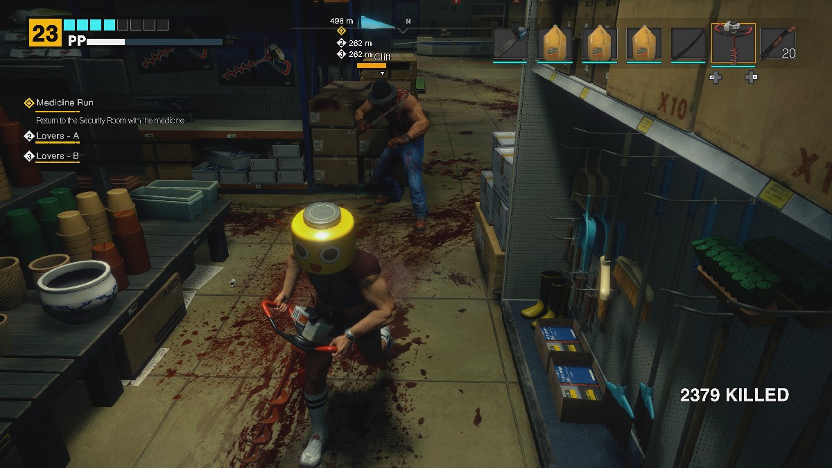 Frank with Auger against Cliff in Dead Rising Deluxe Remaster