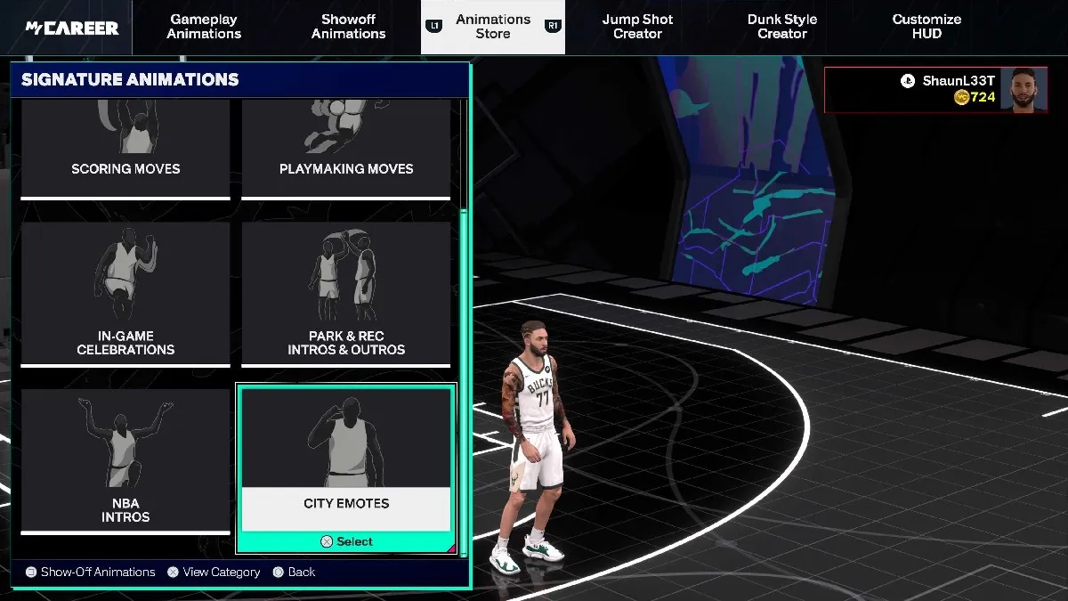 City Emotes option in NBA 2K25