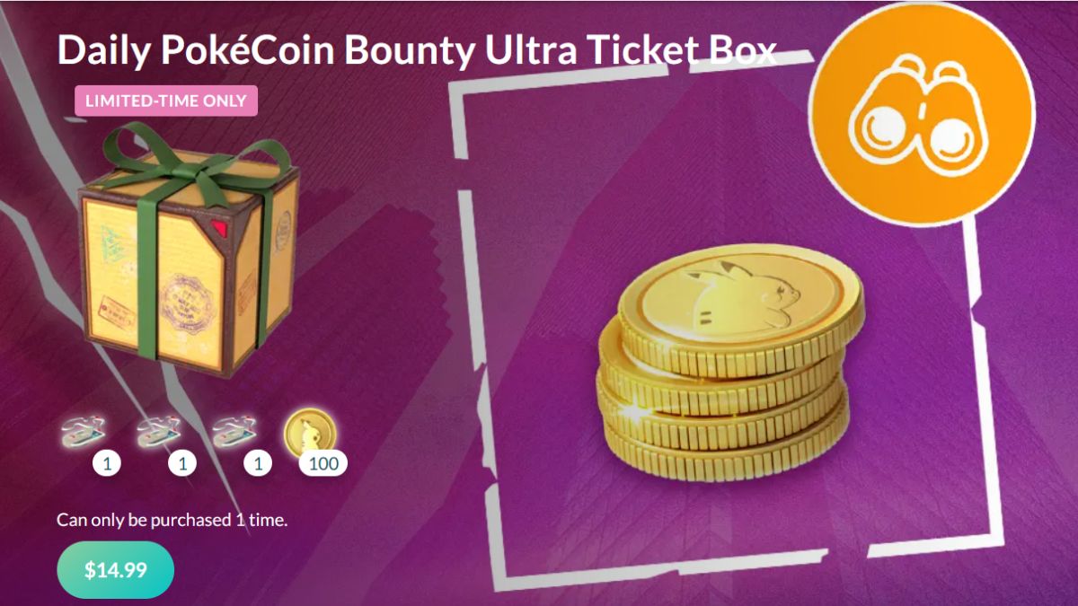 Daily PokeCoin Bounty Ultra Ticket Box Pokemon GO Web Store