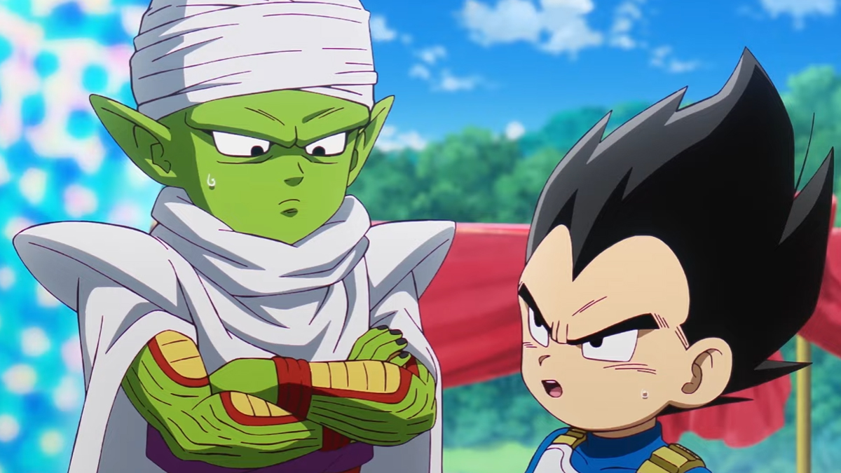 Dragon Ball Daima trailer screenshot of Picolo talking to Vegeta