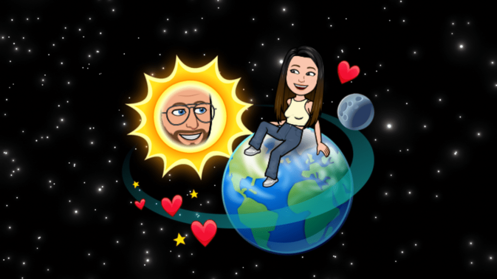 Snapchat Planet Bitmoji of Earth with a Starry Background