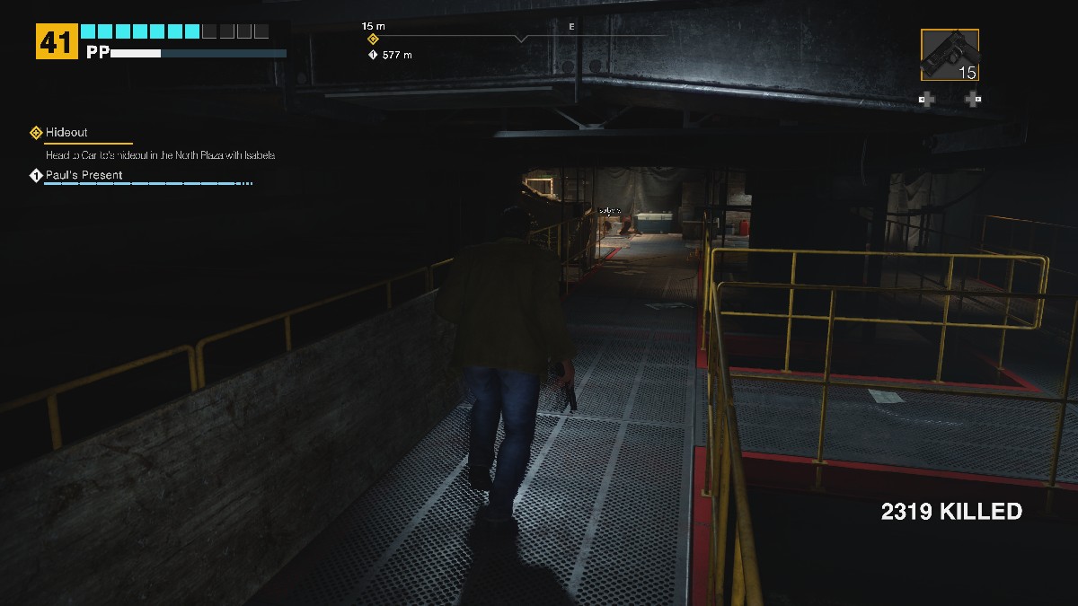 Walking toward Isabella in Dead Rising Deluxe Remaster in Carlitos hideout