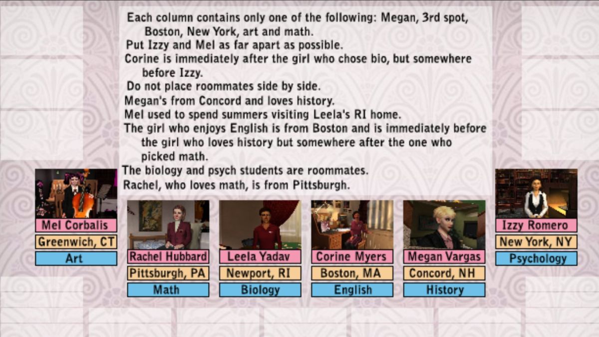 Solution to Rachel's valedictorian webpage layout in Nancy Drew Warnings at Waverly Academy