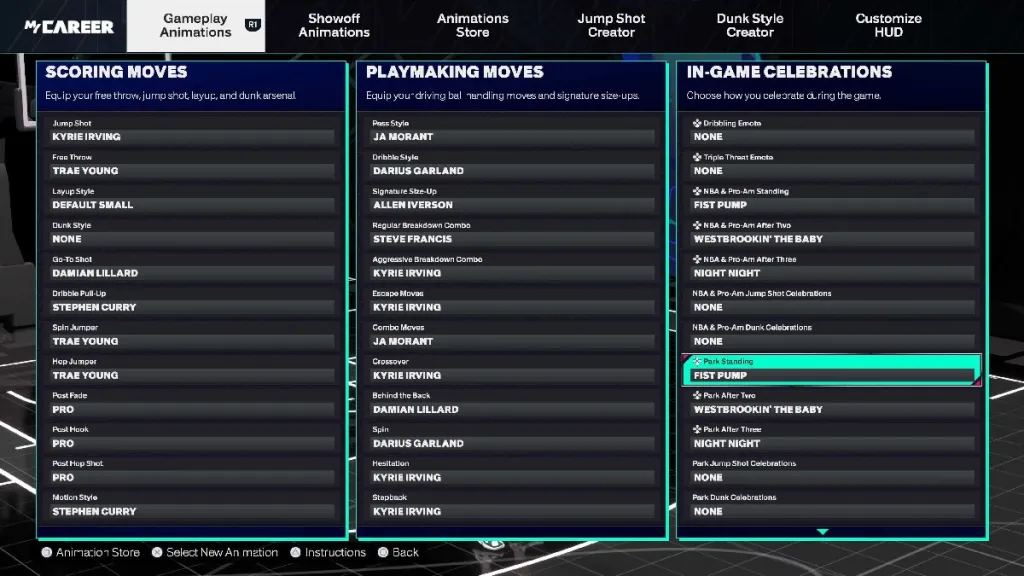 Selecting your Emotes in NBA 2K25