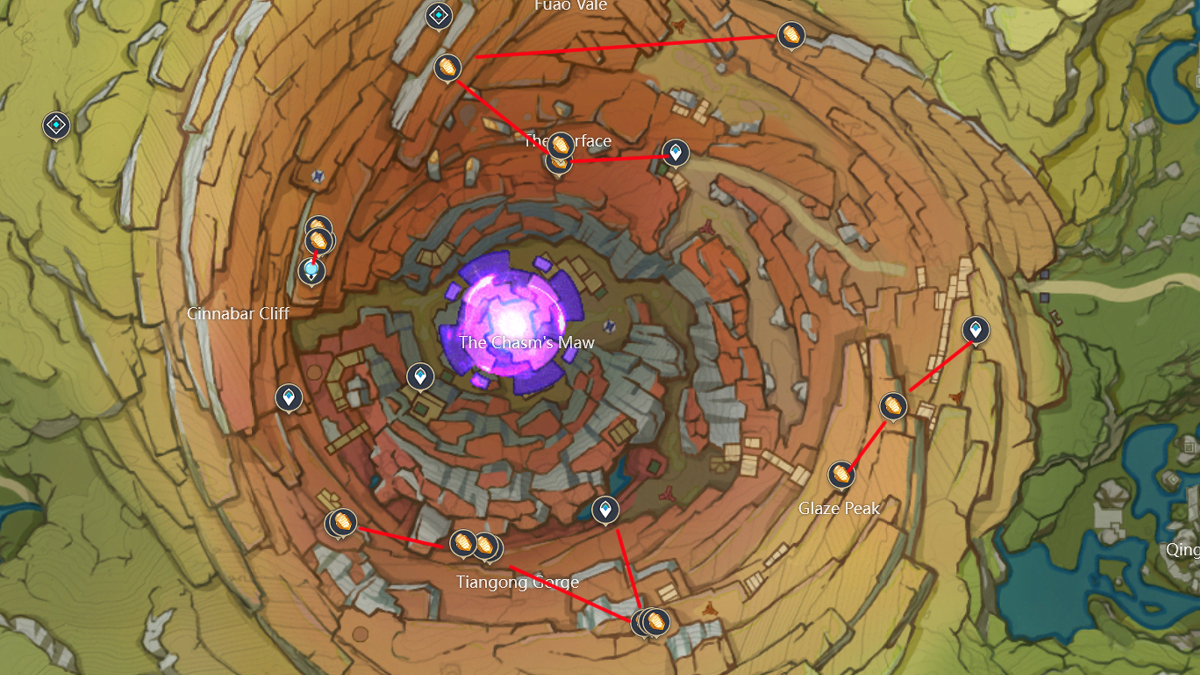 The Chasm core lapis locations.