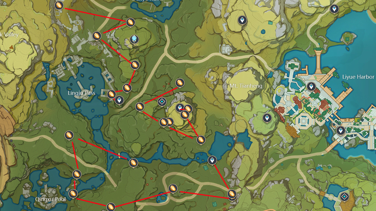 Liyue Harbor ore locations.