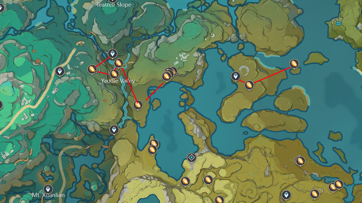 Yaodie valley ore locations.