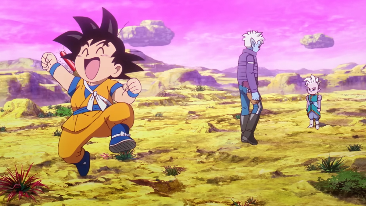 Goku jumping with joy in Dragon Ball Daima