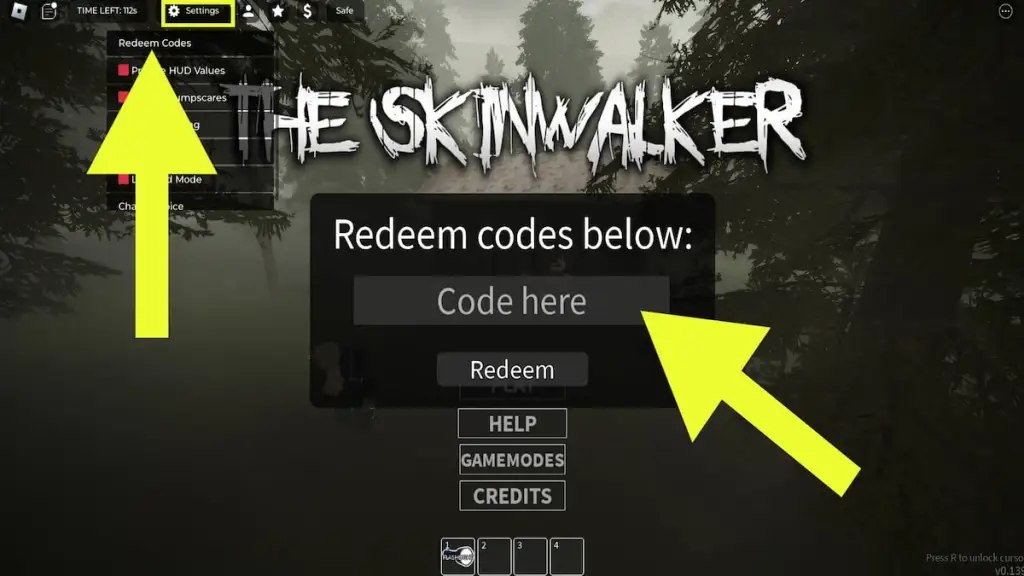 How to redeem codes in The Skinwalker