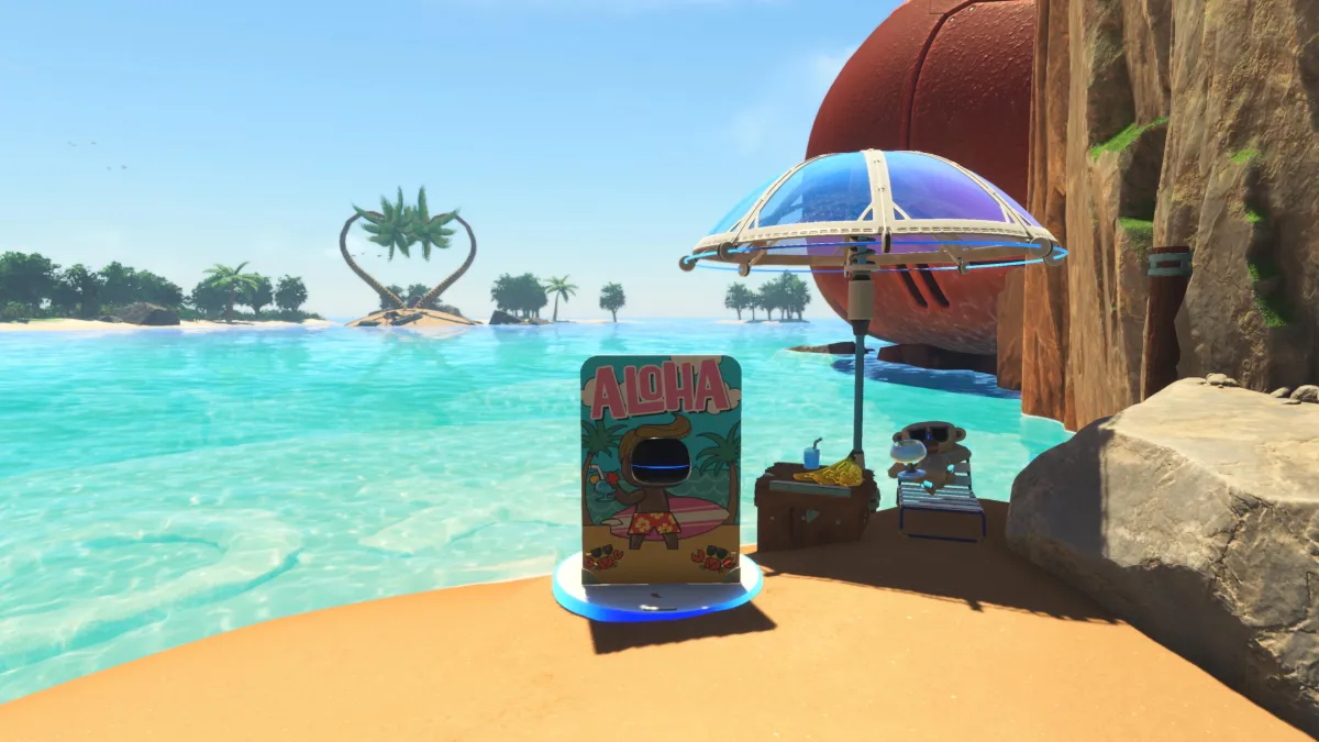 the beach photo spot in Astro Bot.