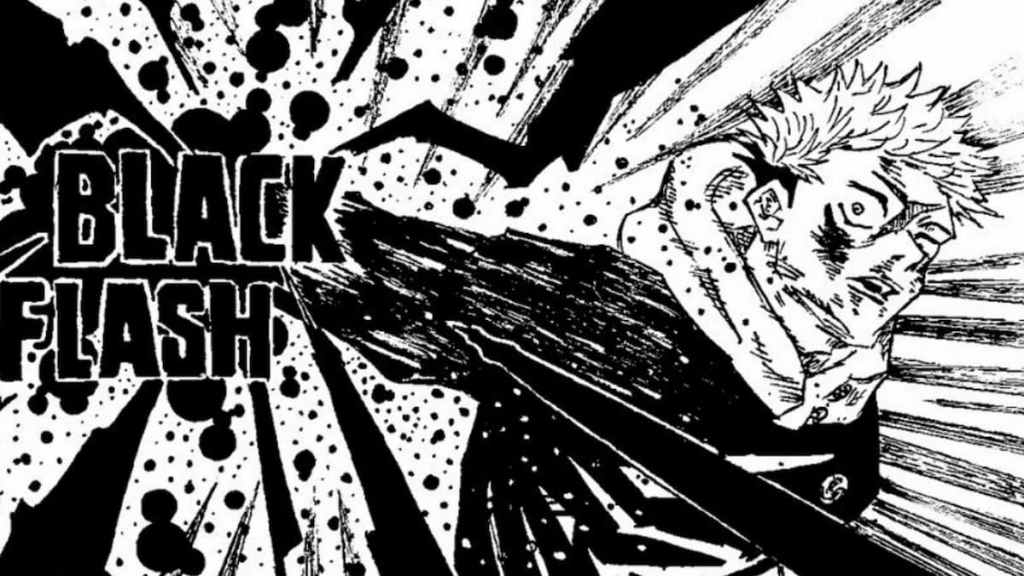 Yuji Itadori hitting a Black Flash in the Jujutsu Kaisen manga