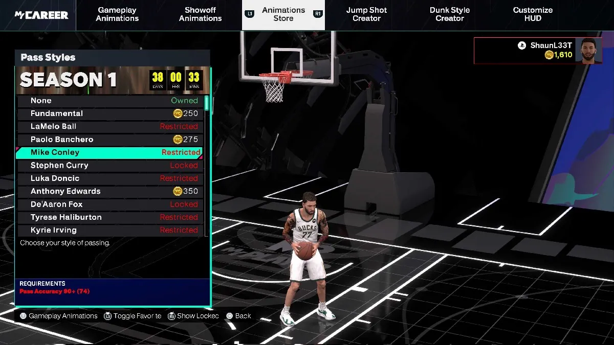 The Mike Conley Pass Style for 90+ Pass Accuracy in NBA 2K25