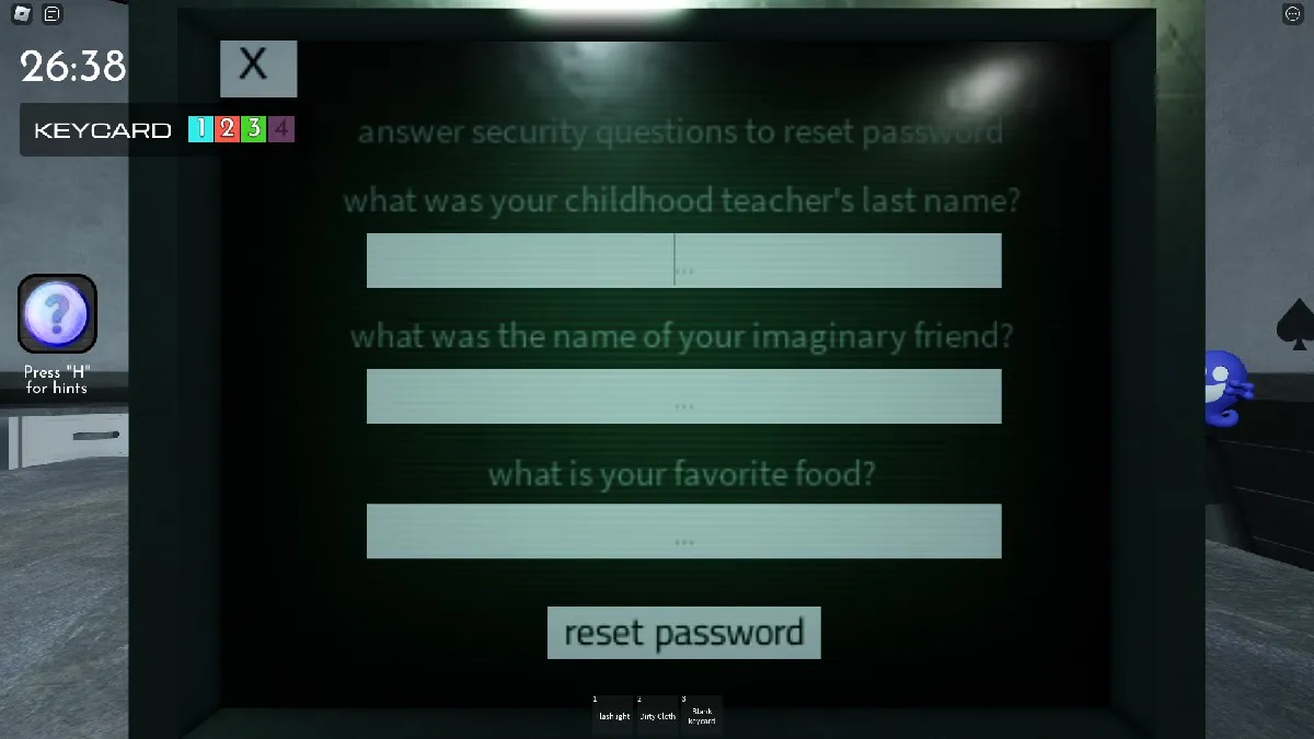 A Password Reset Screen in Terminal Escape Room Chapter 5