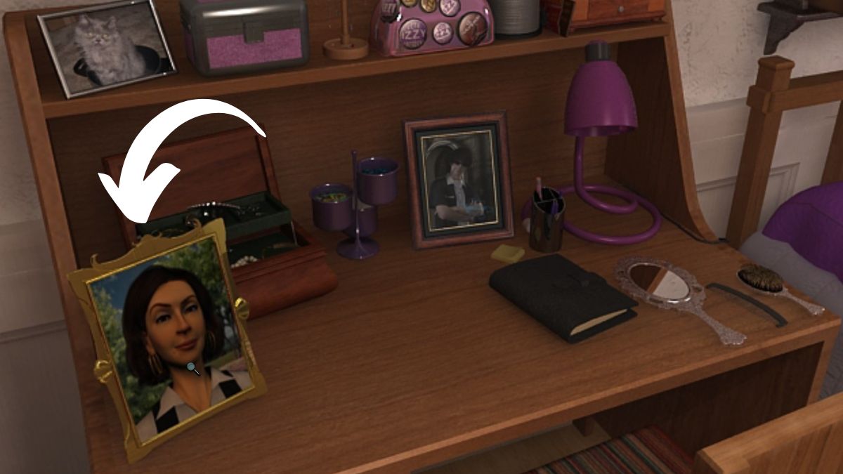 Photo on Izzy's Desk Hint for Finding Trunk Key