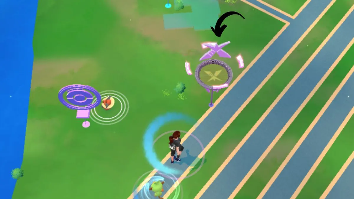 A Power Spot in Pokemon GO, with an arrow pointing to the location