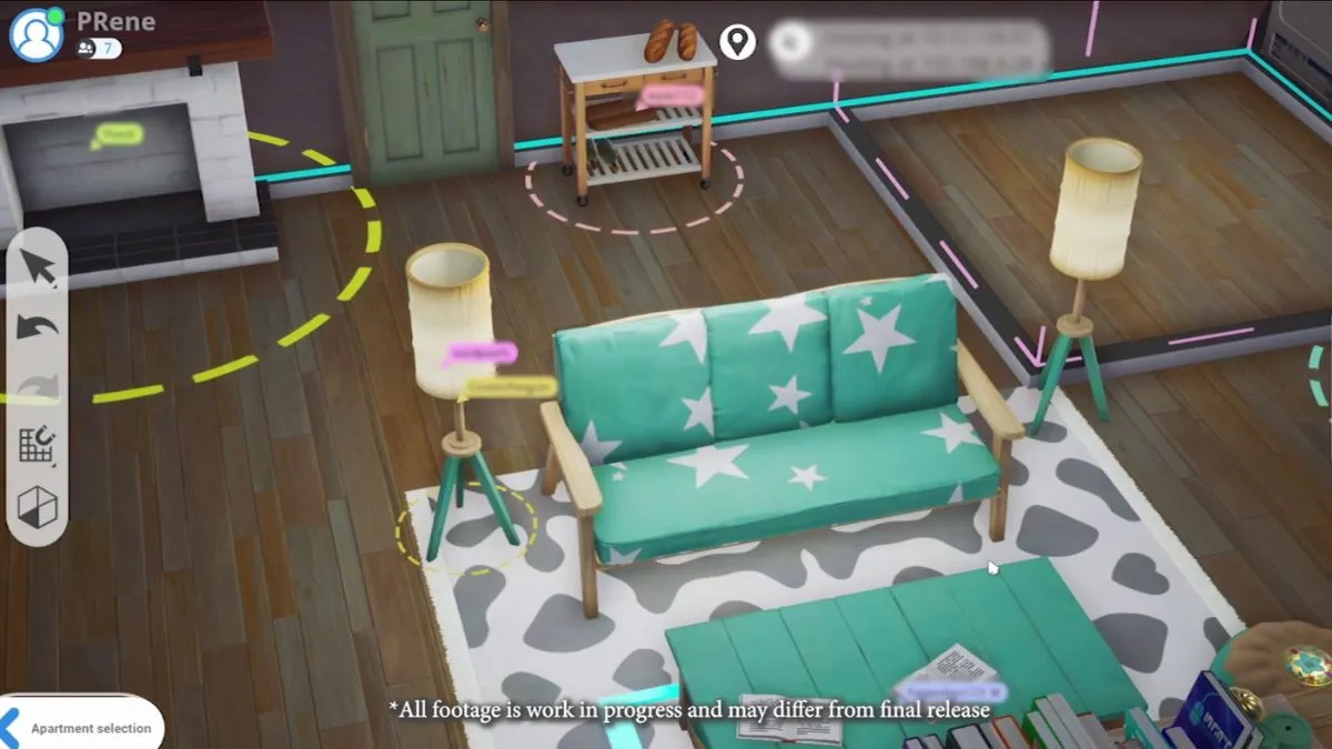 Gameplay footage from Project Rene, showing the inside of an apartment