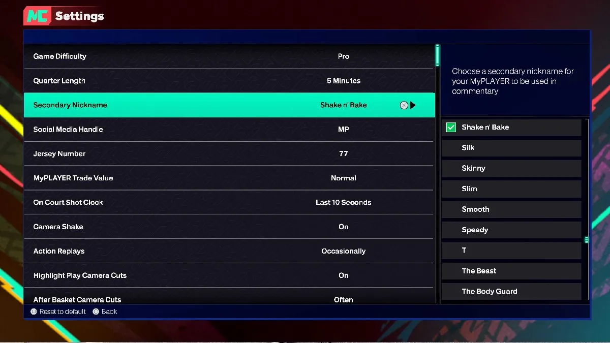 Secondary Nicknames in NBA 2K25