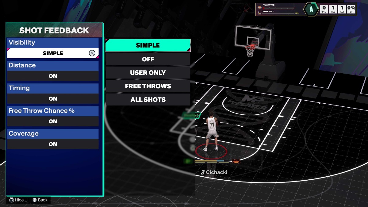 The Shot Feedback Options in NBA 2K25