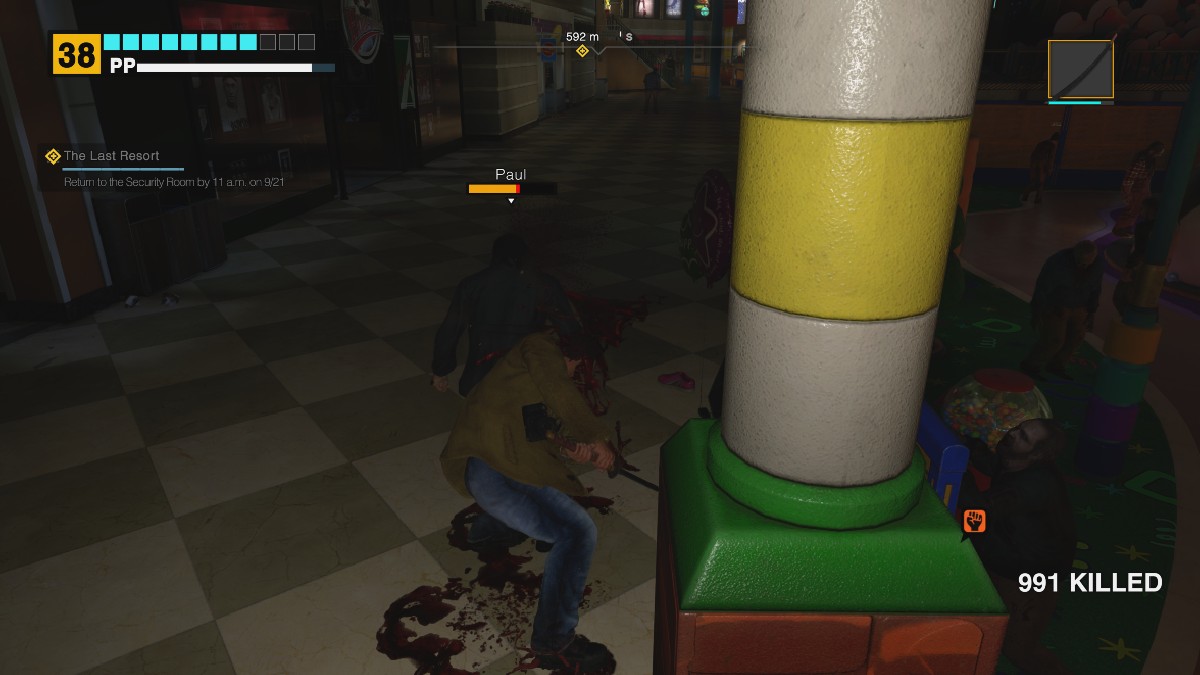 Attacking Paul while he stopped in Dead Rising Deluxe Remaster