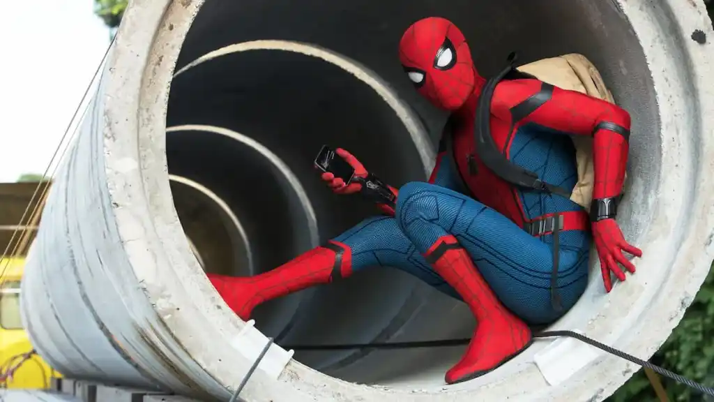 Spider-Man in a concrete pipe