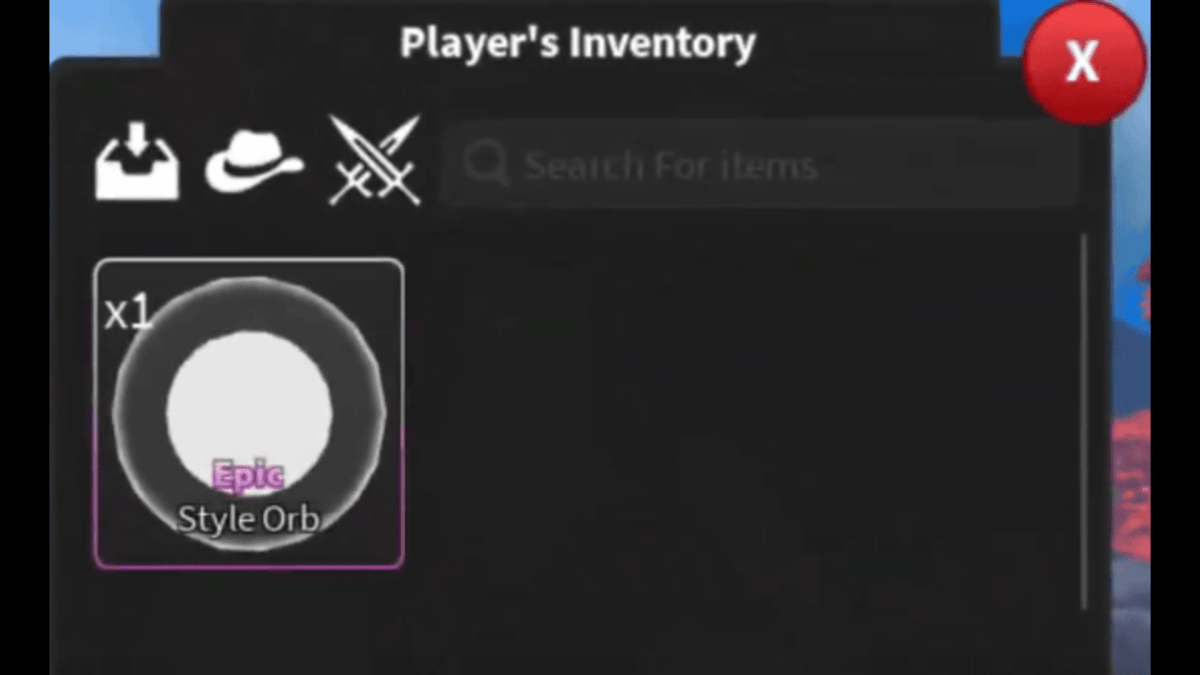 extremely close up image of the Style Orb in a player's inventory in Roblox