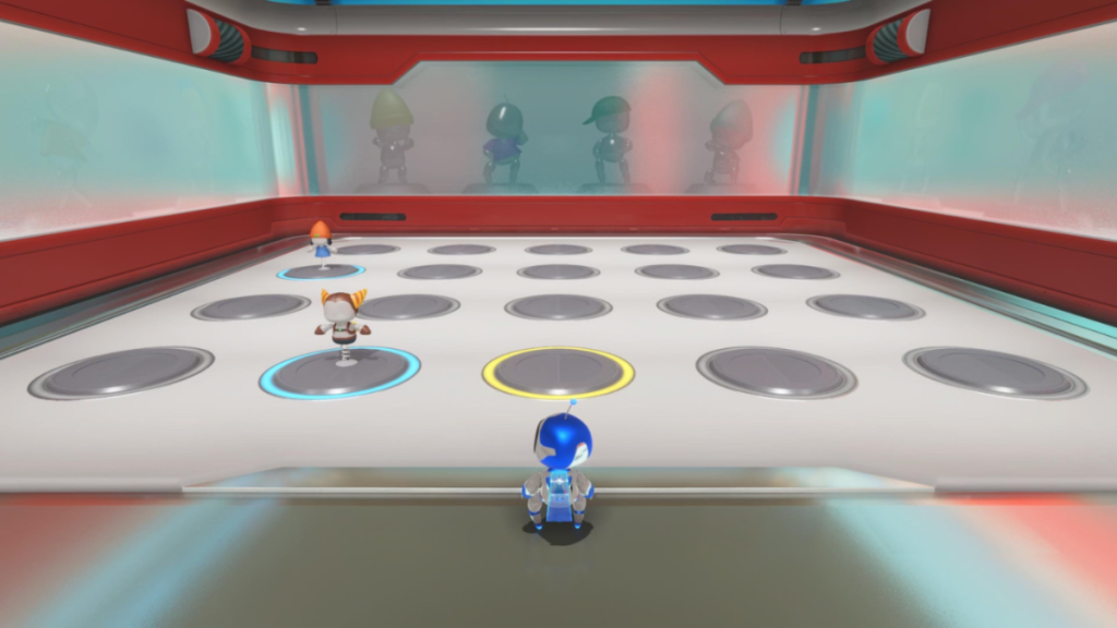 Astro Bot screenshot of Astro in the changing room.