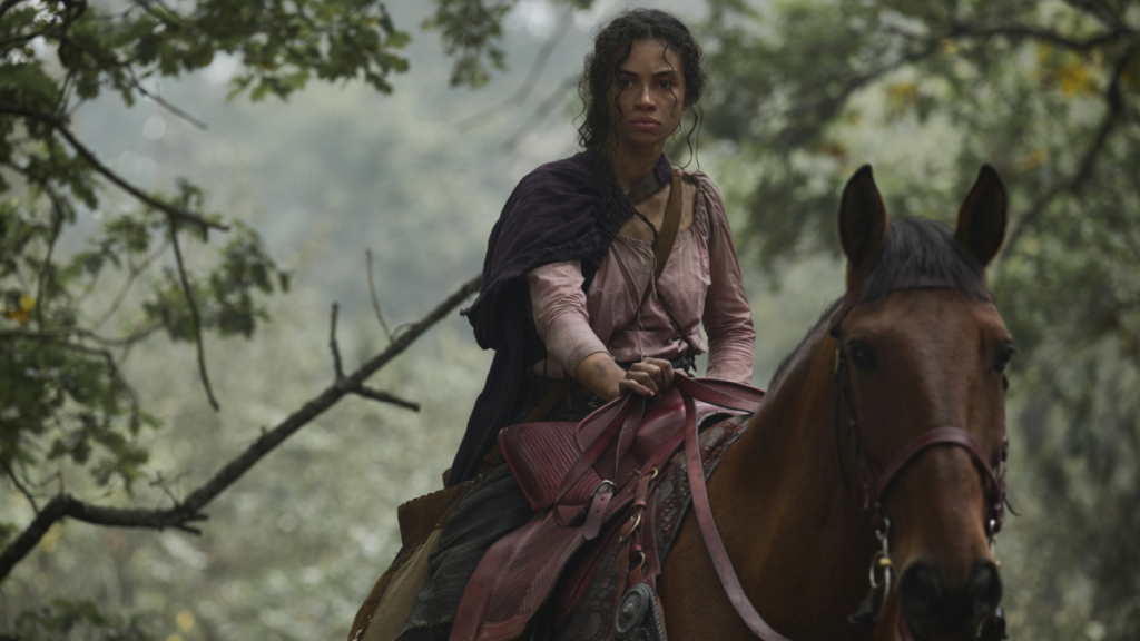 Estrid on horseback in The Rings of Power Season 2