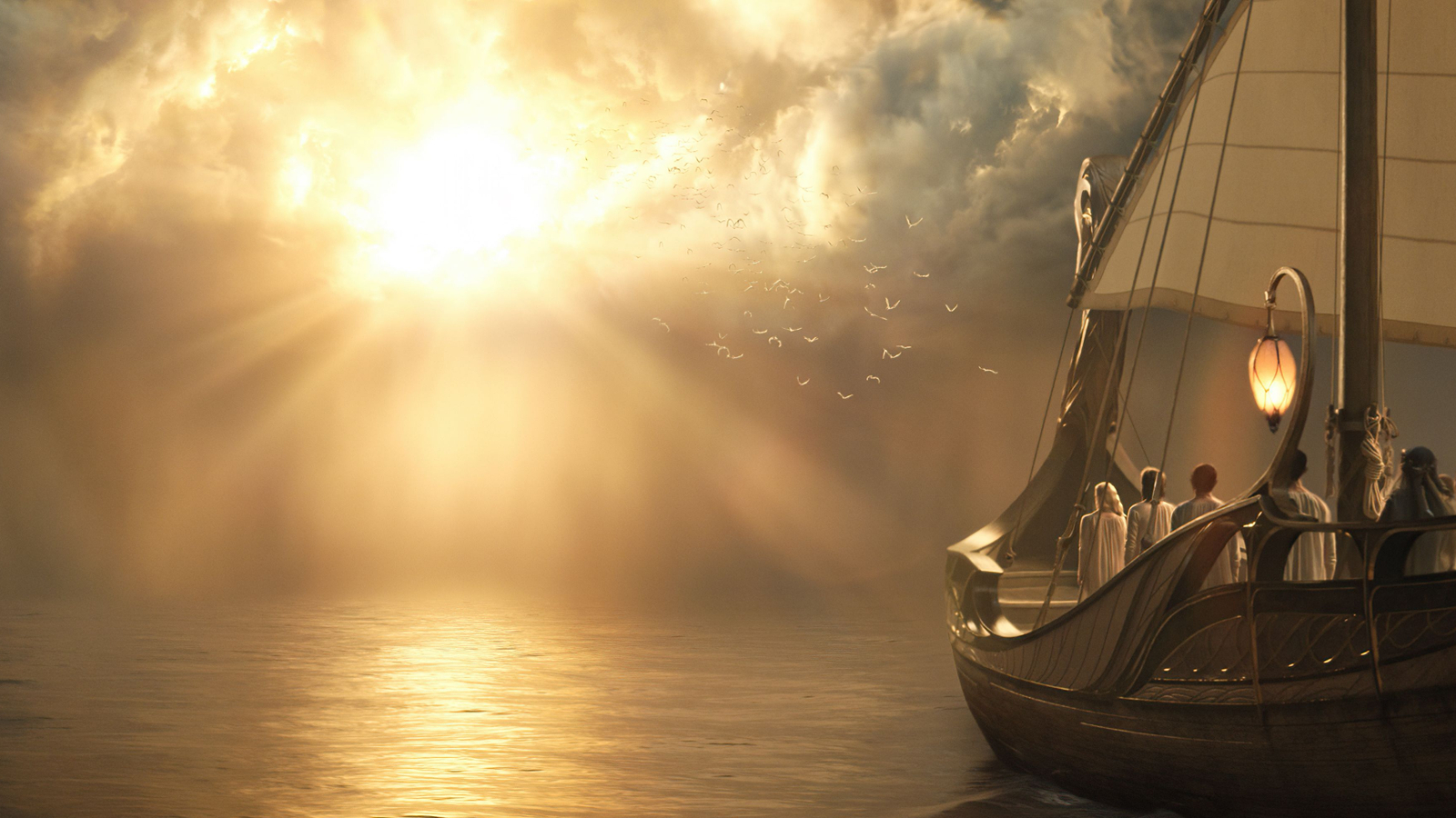 Elves sailing to Valinor in The Lord of the Rings: The Rings of Power Season 1