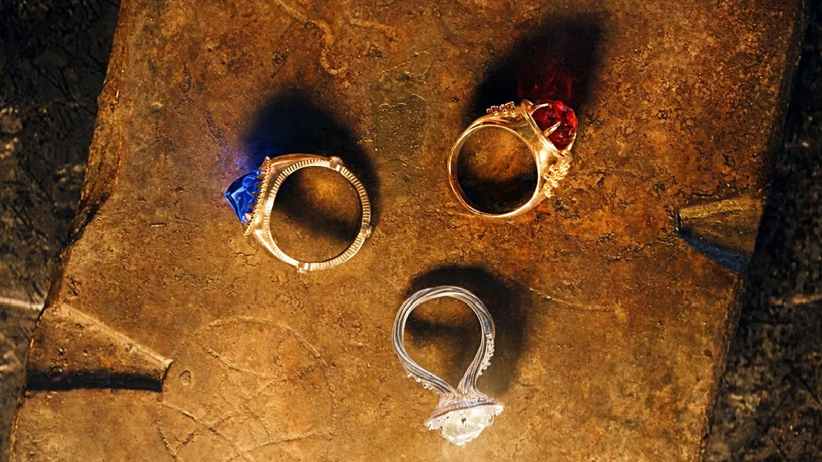 The three elven rings in The Lord of the Rings: The Rings of Power Season 1