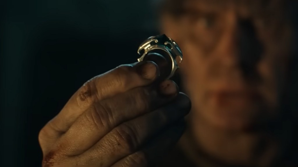 Celebrimbor holding one of the Nine Rings in The Lord of the Rings: The Rings of Power Season 2