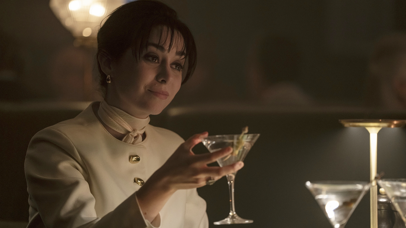 Sofia Falcone with a martini in The Penguin