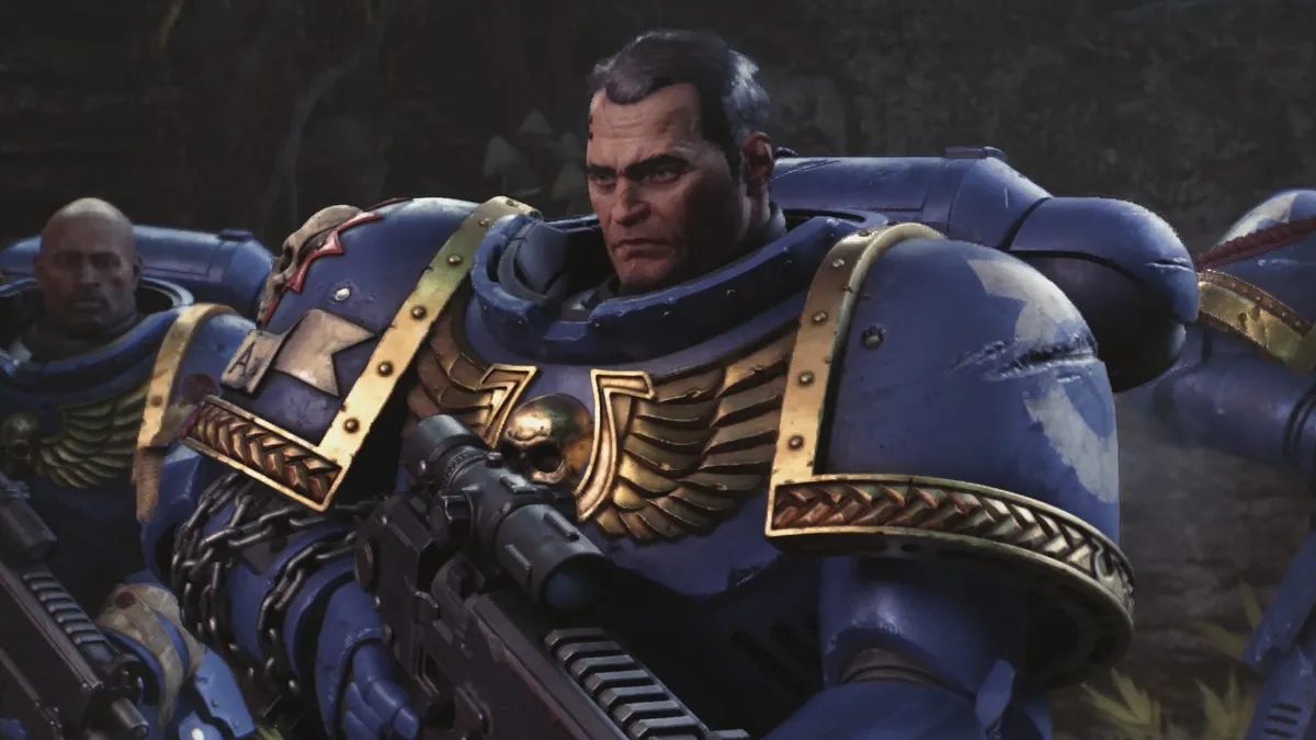 Titus with his squad in Space Marine 2.