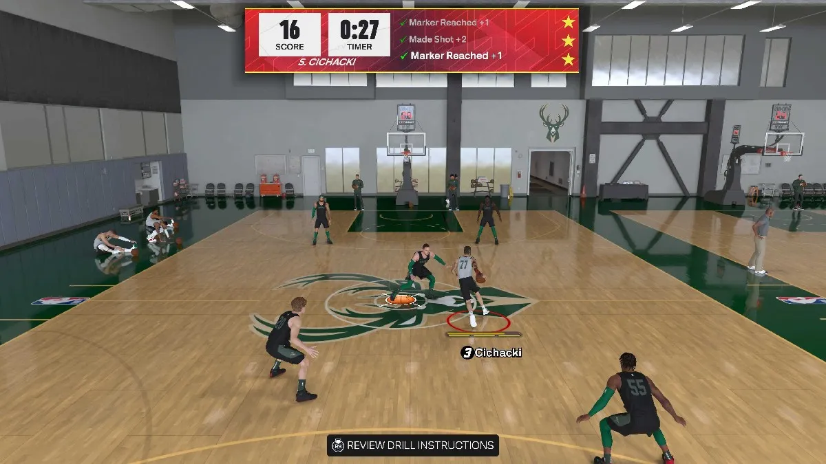 Running the Unpluckable Practice Drill in the Practice Facility in NBA 2K25