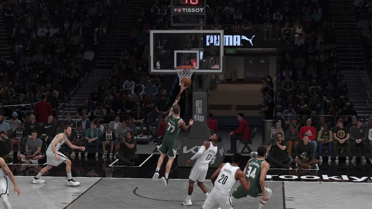 A MyPlayer going in for a basket in NBA 2K25